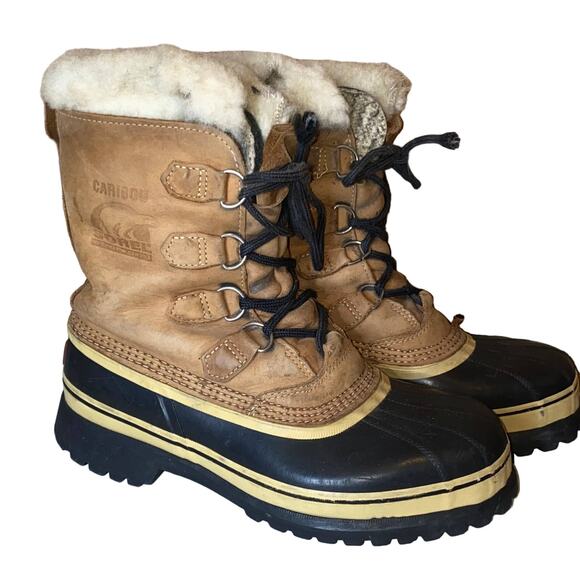 Sorel Caribou Leather Snow Boots Size 9 - Picture 1 of 15